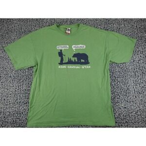 Duck Co Zion Canyon Utah Graphic Tee Mens XL Green Good Funny Bear Hiker Shirt